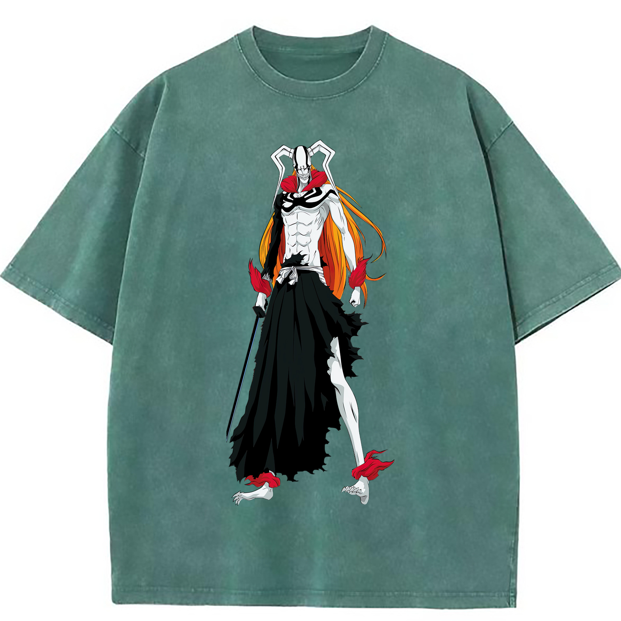 （画像用） ブリーチ 黒崎一護（くろさき いちご）BLEACH Kurosaki Ichigo 綿100% ヴィンテージ風 半袖Tシャツ（フロントプリント）